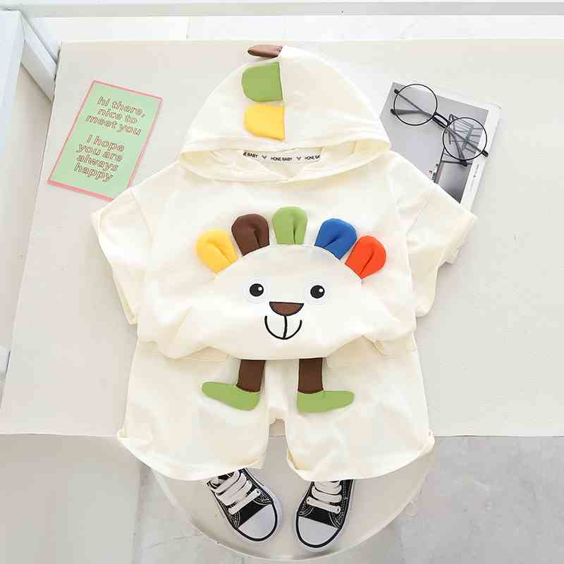 Set áo hoodie tay ngắn kèm quần đùi bé trai MINTSCLOSET Mints Closet áo thun trắng gấu cho bé 1 2 3 4 5 tuổi - TN3196