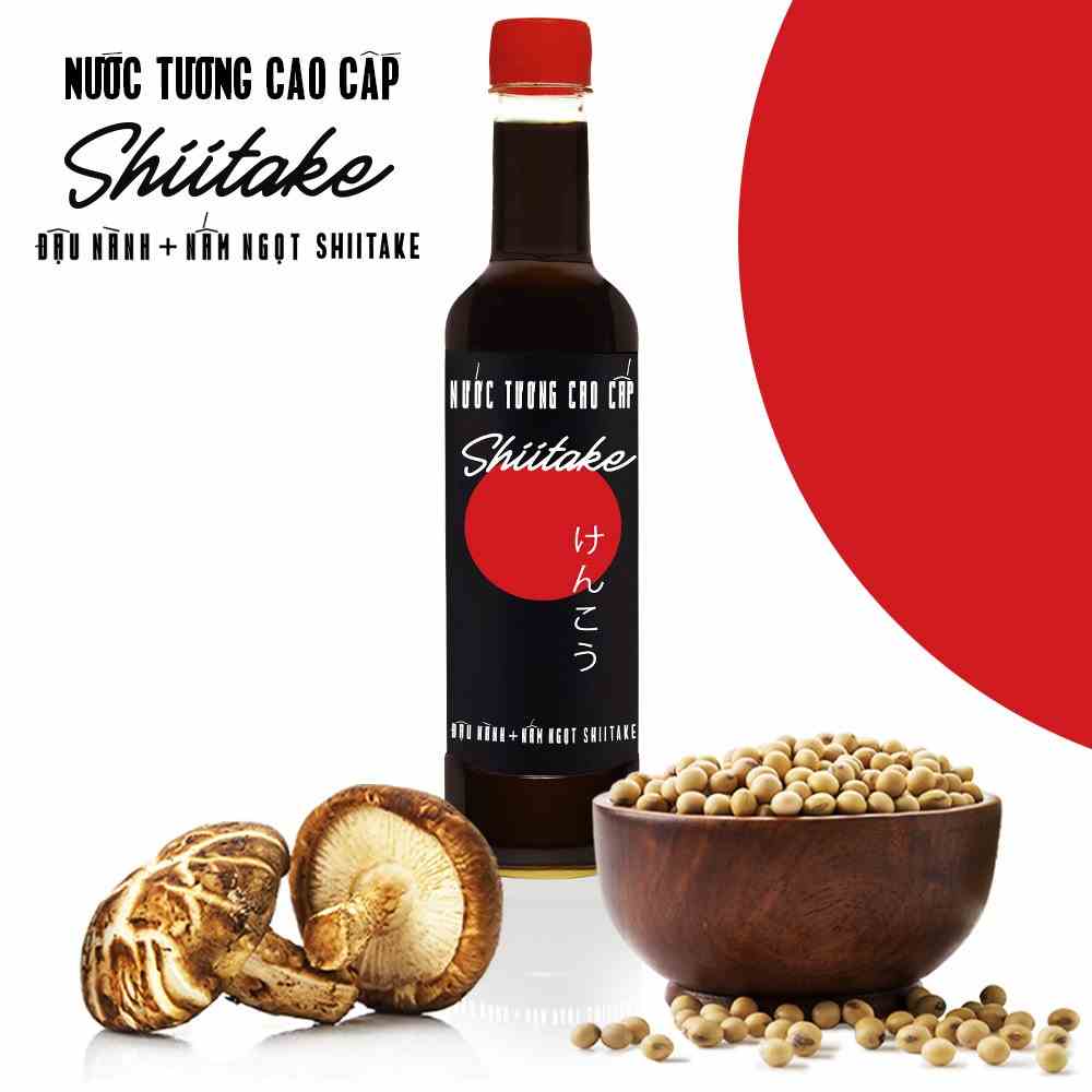 Nước tương cao cấp Shiitake chai nhựa 525ml/chai lên men tự nhiên từ đậu nành và nấm ngọt Shiitake Làng Chài Xưa