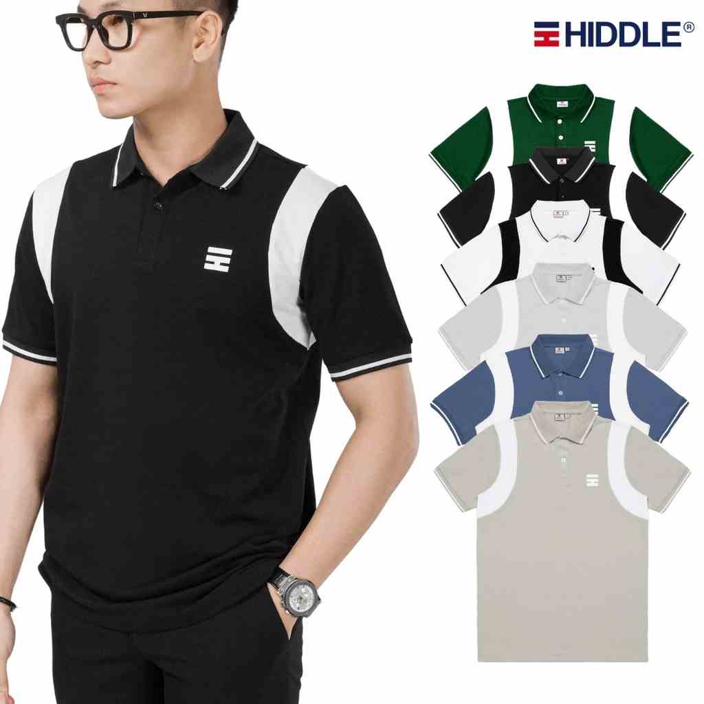 Áo polo nam cao cấp HIDDLE vải cotton cá sấu co giãn 4 chiều tay phối màu trẻ trung | H05-T1