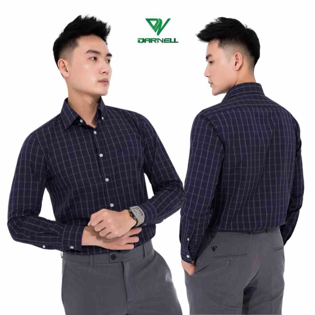 Áo sơ mi caro nam dài tay DARNELL slimfit vải cotton cao cấp hiện đại ít nhăn, thấm hút mồ hôi mềm mịn bền đẹp DN1126