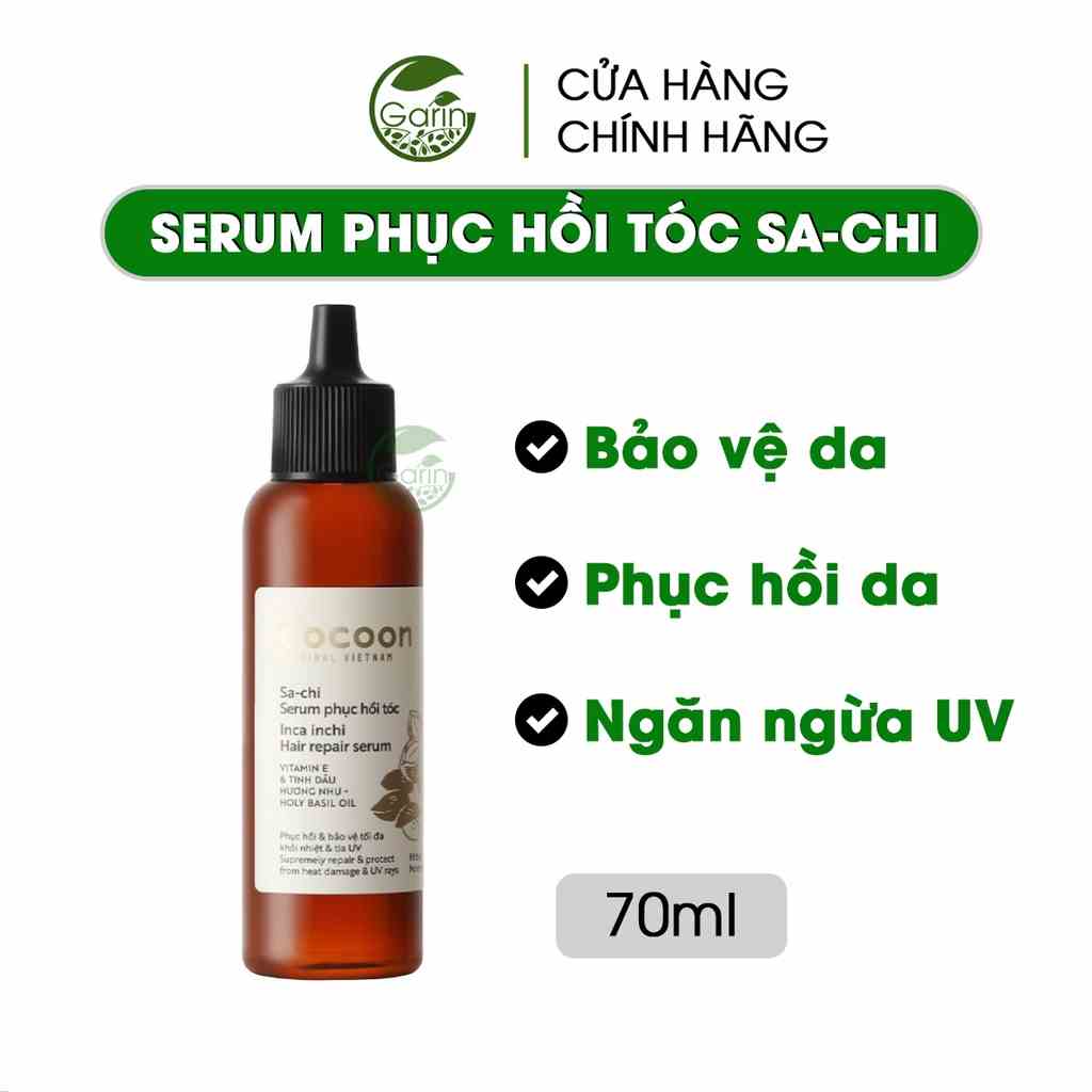 [Mã BMLTB35 giảm đến 35K đơn 99K] Serum Sa-chi phục hồi tóc Cocoon Garin 70ml bảo vệ tối đa khỏi nhiệt và tia UV