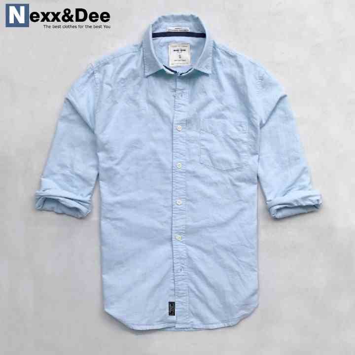 Áo sơ mi nam dài tay công sở trắng Nexx&Dee vải oxford denim cao cấp cực đẹp NS012