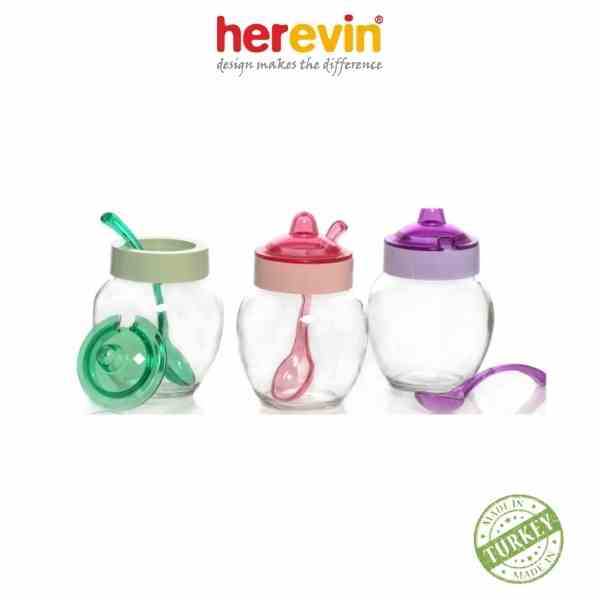 [Mã BMLTA35 giảm đến 35K đơn 99K] Bộ 3 Hũ Gia Vị Thuỷ Tinh Có Muỗng Herevin 370ml - HUGI131506 [GIAO MÀU NGẪU NHIÊN]