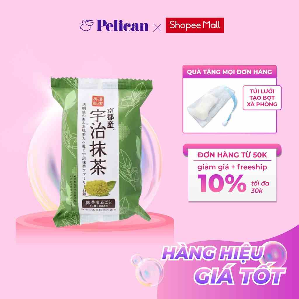 [Mã BMLTB35 giảm đến 35K đơn 99K] Xà phòng tắm chiết xuất từ trà xanh Pelican Family Soap Uji Green Tea 80g