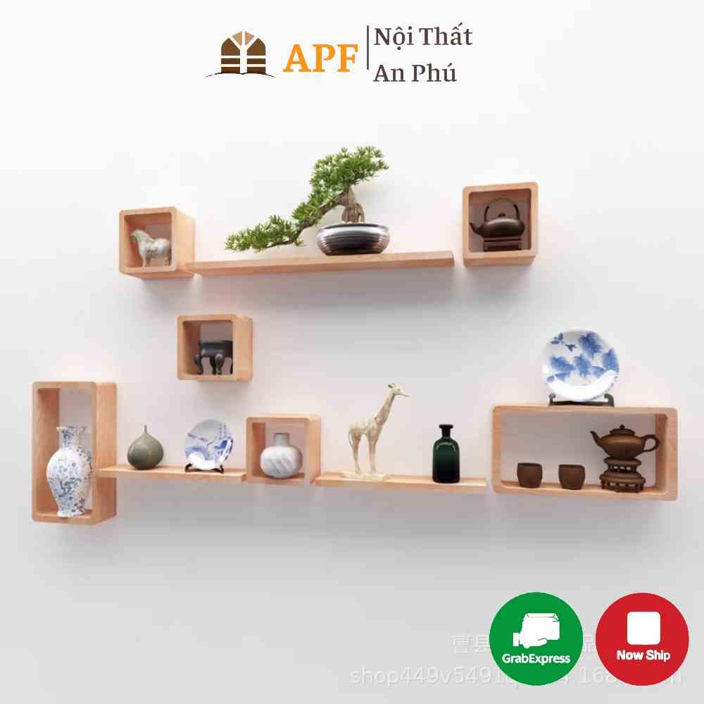 [Mã BMLTB35 giảm đến 35K đơn 99K] Combo kệ trang trí treo phòng APF chất liệu gỗ thông tự nhiên thiết kế ấn trượng KS002