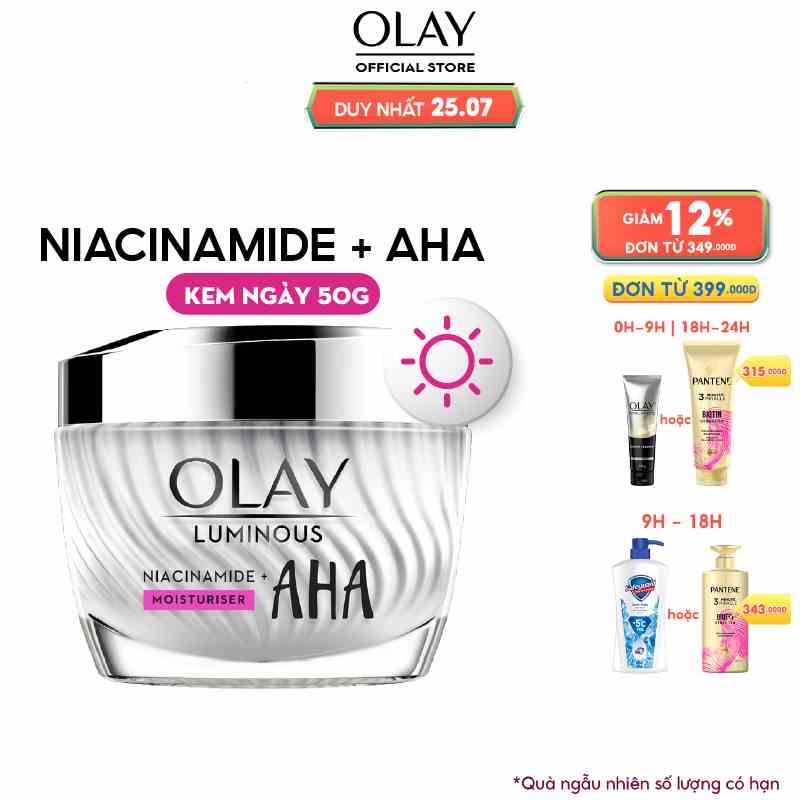 Kem Dưỡng Ban Ngày Dưỡng Sáng Da, Mờ Thâm Mụn OLAY LUMINOUS NIACINAMIDE AHA 50G