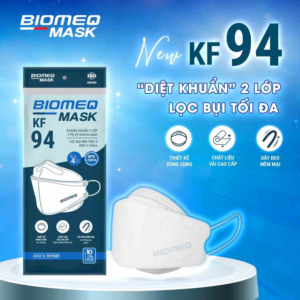 Khẩu trang 4 lớp BIOMEQ mask KF94 lọc bụi mịn Pm2.5 