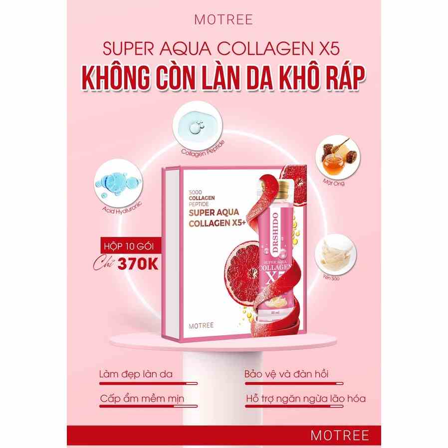 [Mã BMLTB200 giảm đến 100K đơn 499K] Nước Collagen Yến Sào Motree Super Aqua Collagen X5 1 HỘP 10 gói