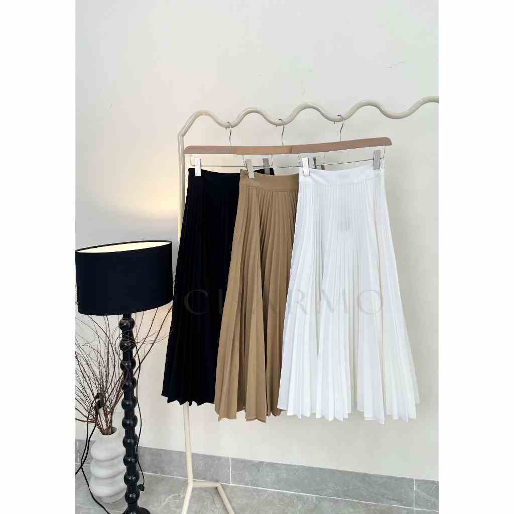 Chân váy xếp li CHARMO dáng dài bảng lưng và xếp li được cải tiến chất lụa mịn Pleated Wide Skirt