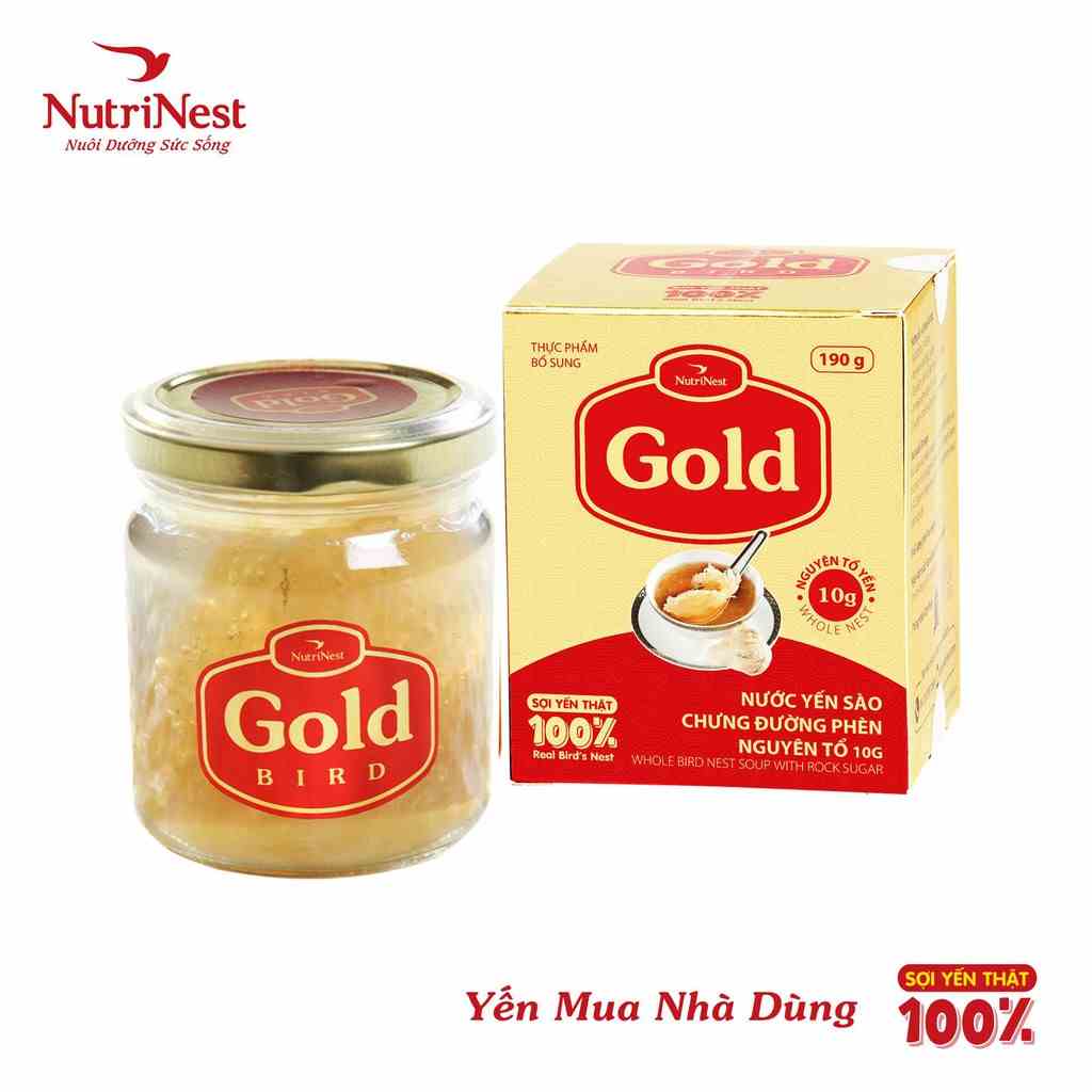 Nước Yến Sào Nguyên Tổ Chưng Đường Phèn - NUTRINEST - Gold Bird - Hũ Đơn (190g)