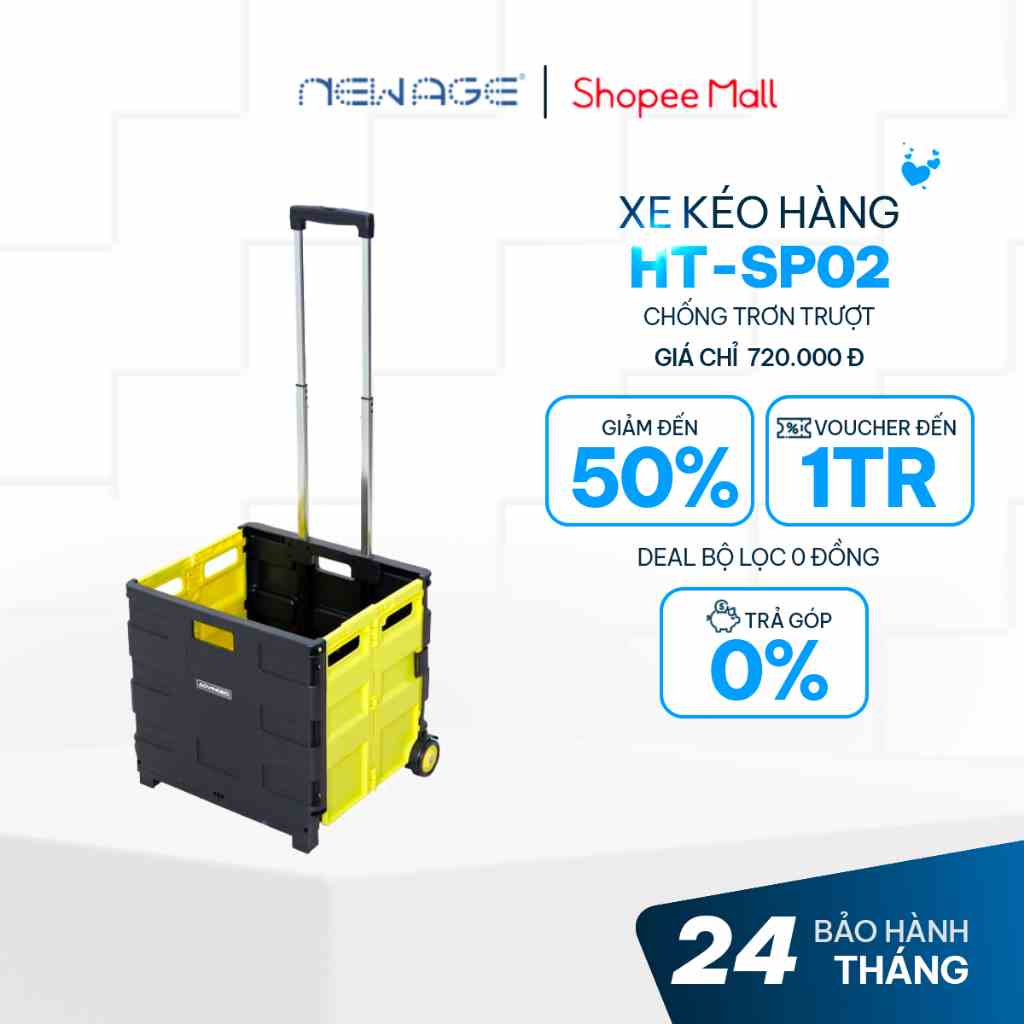 Xe kéo đi chợ gấp gọn 2 bánh đa năng ADVINDEQ HT-SP02, tải trọng 35kg, công nghệ Đài Loan cao cấp