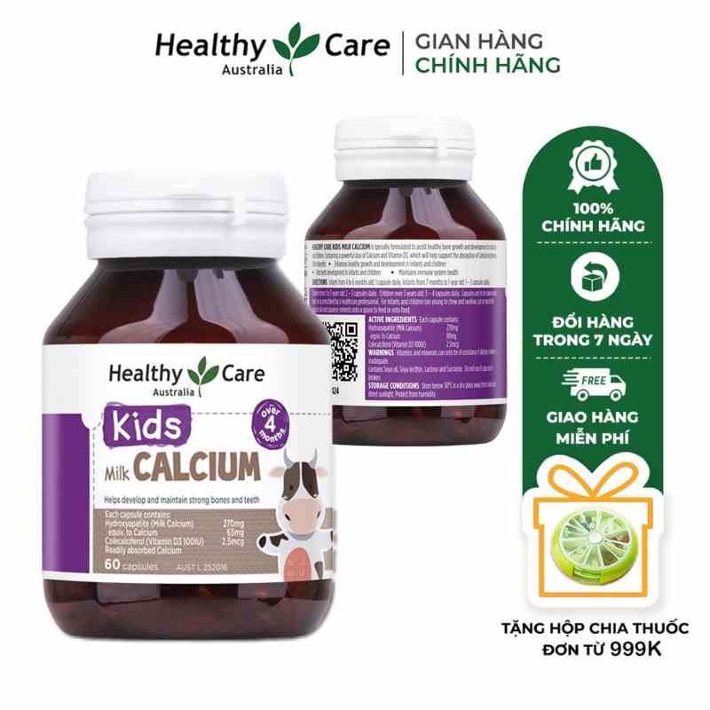 Viên uống dạng sữa Healthy Care Milk Calcium bổ sung canxi cho bé phát triển toàn diện (60 viên)