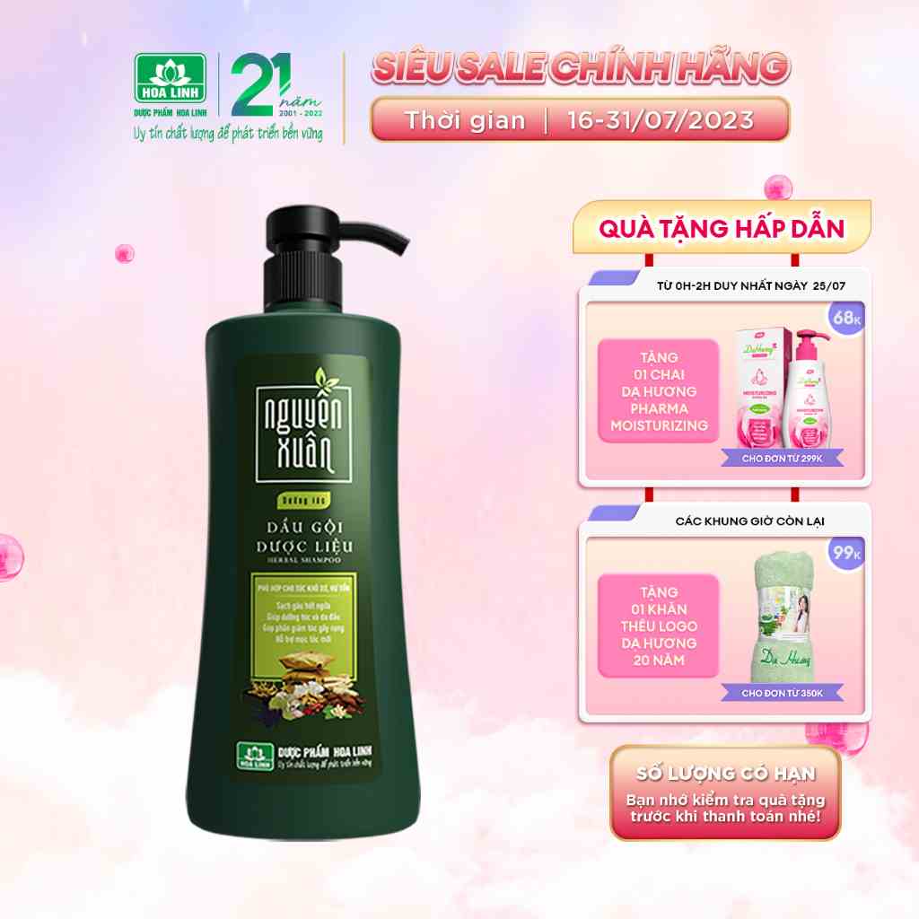 {MỚI} Dầu gội dược liệu Nguyên Xuân Xanh dưỡng tóc 450ml - Tặng thêm 50ml giá không đổi