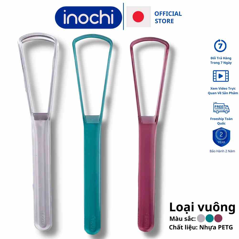 Cạo lưỡi set 3 chiếc inochi Okina loại vuông cao cấp làm sạch loại bỏ hôi miệng