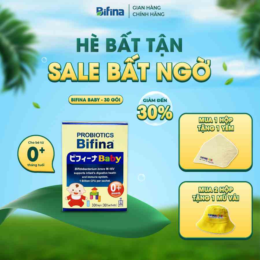 [SHOPEE TRỢ GIÁ] Hỗ trợ bé ăn ngon, tăng đề kháng - Men vi sinh cho bé Bifina Baby Nhật Bản- Hộp 30 gói