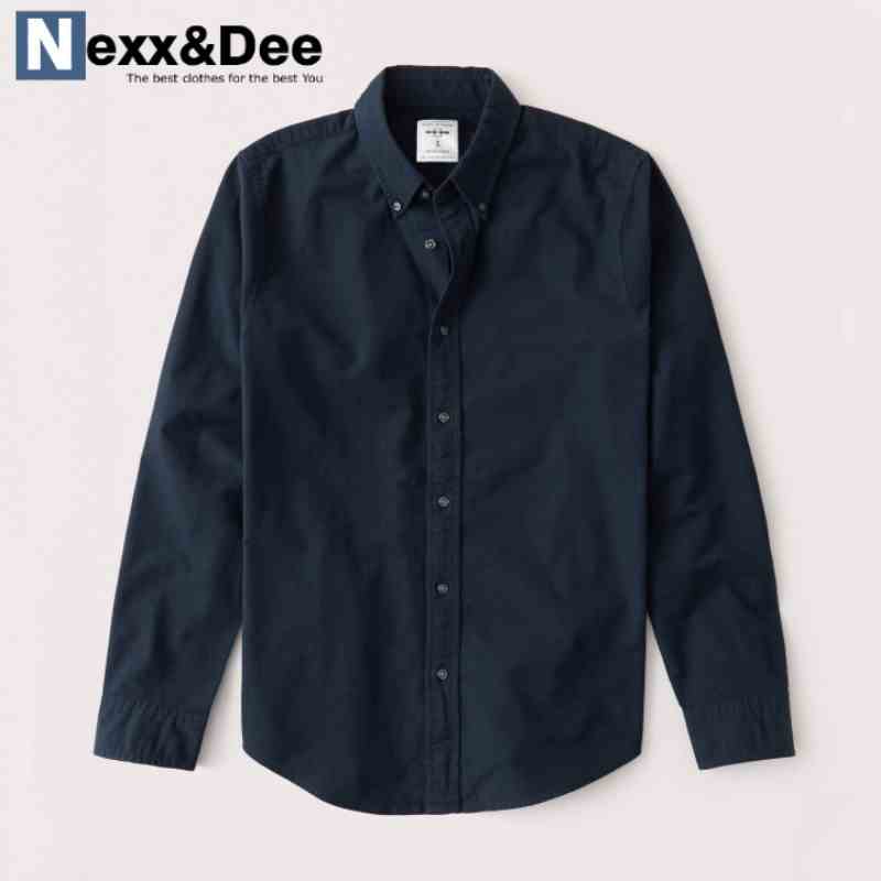 Áo sơ mi nam tay dài màu trắng công sở Nexx&Dee không túi vải oxford denim SM02