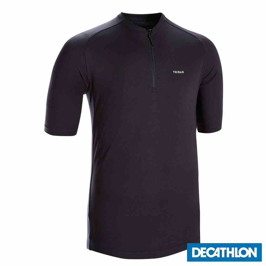 Áo jersey ngắn tay đạp xe đường trường Essential cho nam Đen DECATHLON TRIBAN mã 8569821