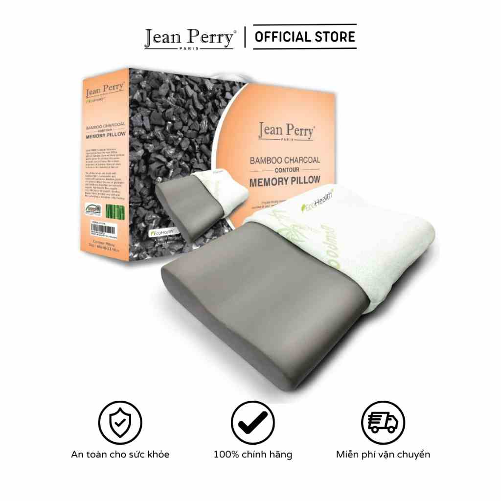 Gối nằm chiết xuất than tre Jean Perry Memory Foam Bamboo Charcoal Contour (thường) 60x40x11/9 cm