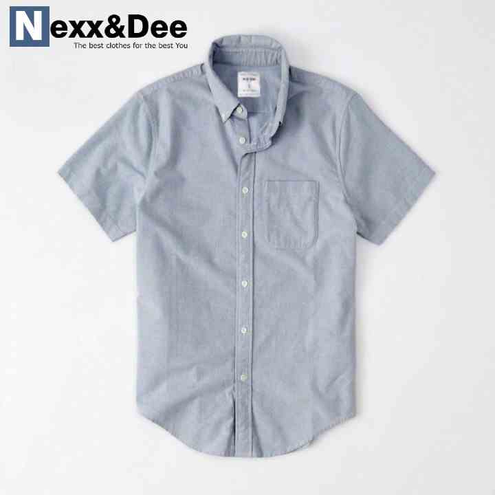 Áo sơ mi ngắn tay nam vải oxford denim xanh rêu công sở Nexx&Dee ND02