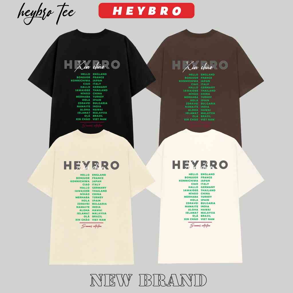 [Mã BMLTB35 giảm đến 35K đơn 99K] Áo thun nam nữ unisex tay lỡ form rộng oversize local brand HEYBRO / XIN CHÀO