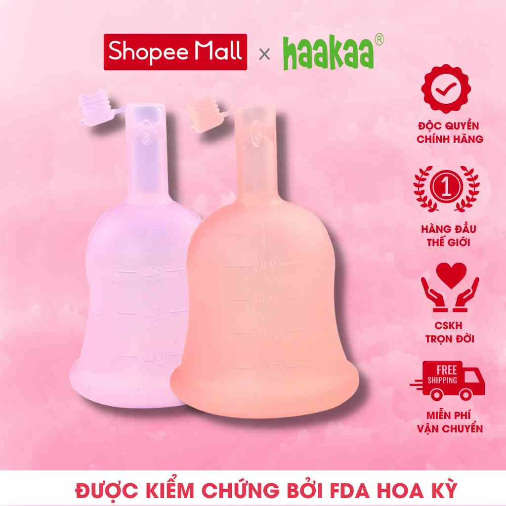 Cốc Nguyệt San có van FlowCup Haakaa, 100% silicone y tế cao cấp, Dung tích 18ml/24ml