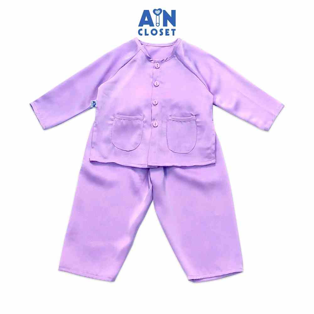 [Mã BMLT30 giảm đến 30K đơn 299K] Bộ quần áo bà ba dài unisex Tím trơn lụa ngọc trai AICDBG6BOGQP AIN Closet