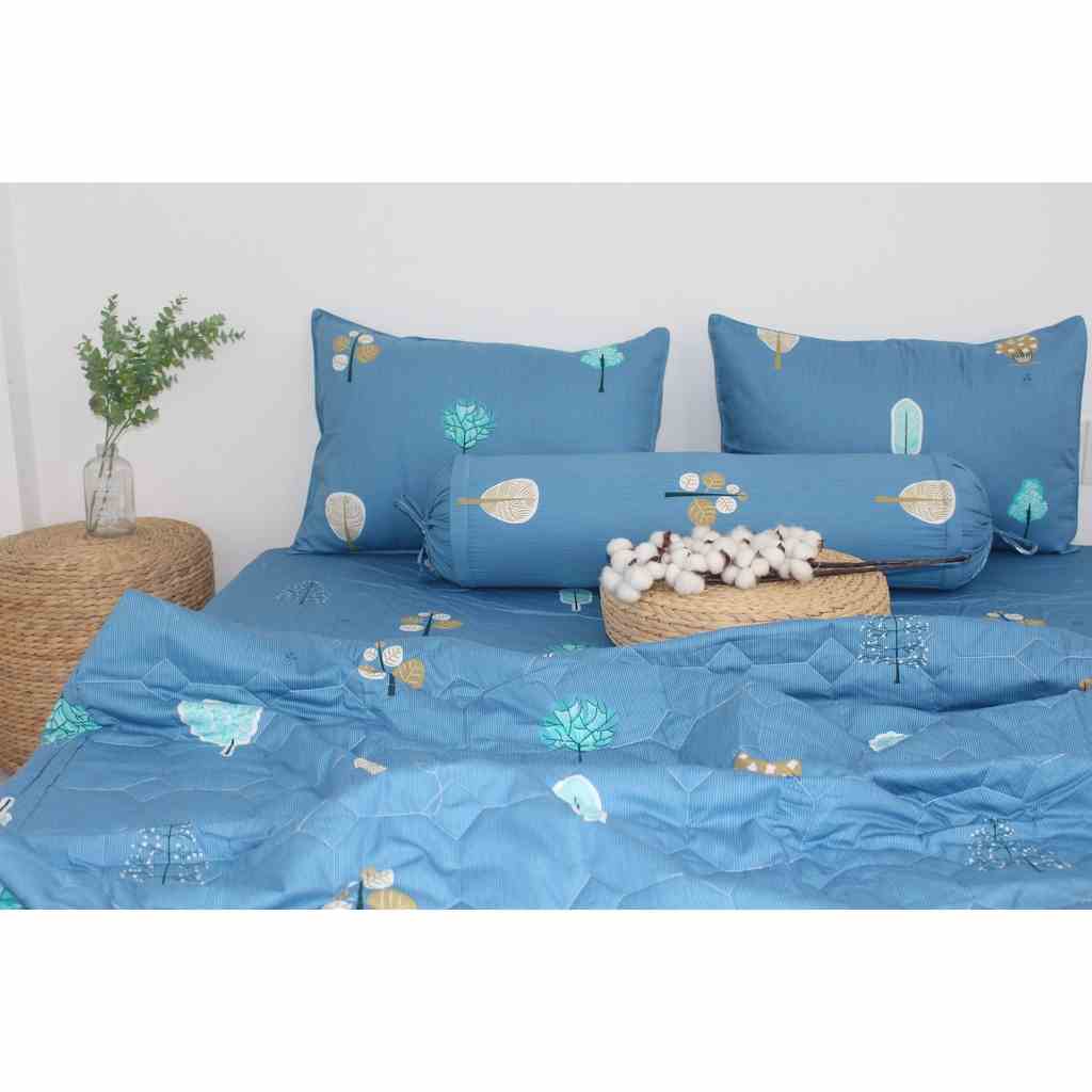 [Mã BMLTA35 giảm đến 35K đơn 99K] Bộ drap gối KHA LY - cotton thiên nhiên - Tree Xanh - VN.233