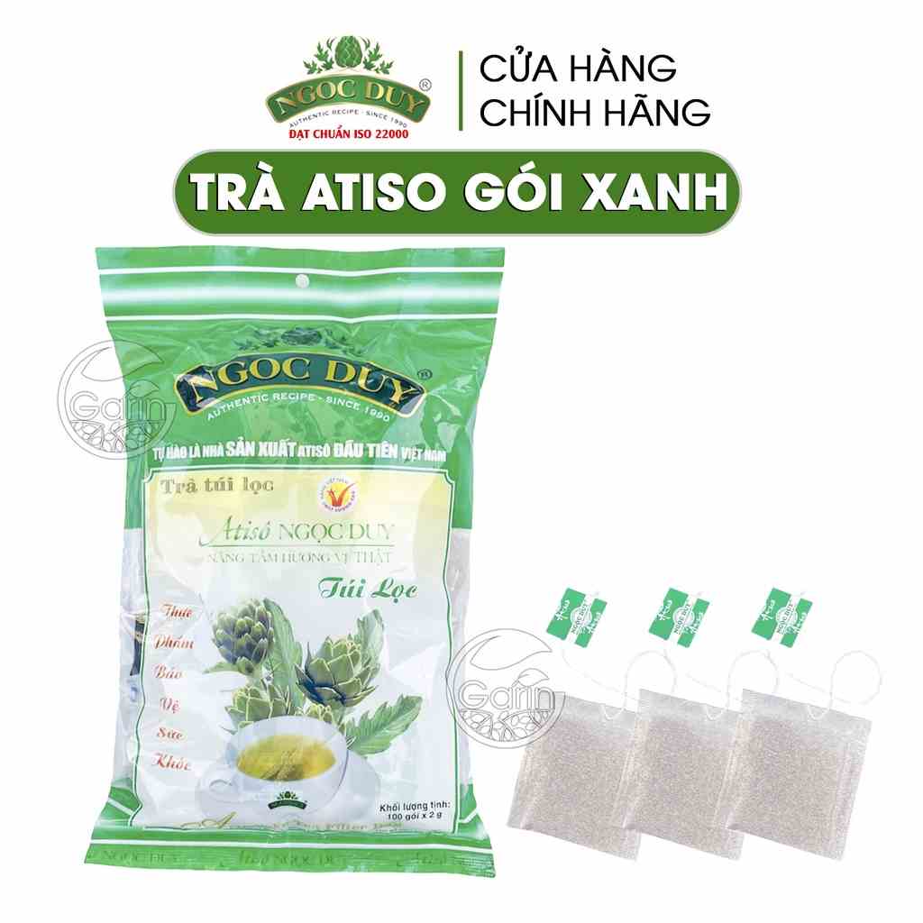 [Mã BMLTB35 giảm đến 35K đơn 99K] Trà atiso túi lọc đặc biệt Ngọc Duy Garin gói xanh 100 túi lọc giải độc gan