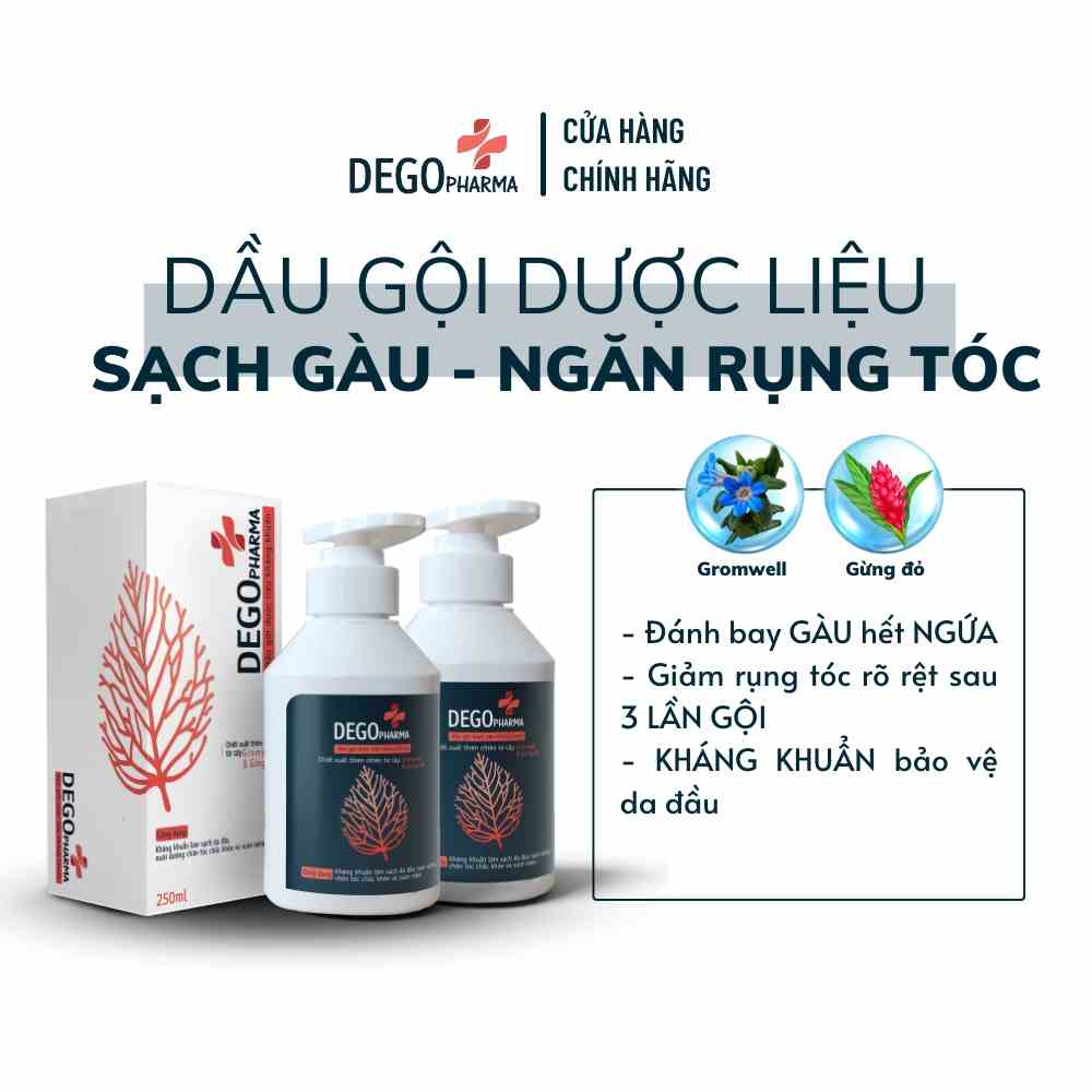 Combo 2 Dầu Gội Dược Liệu Tinh Chất Gừng Đỏ DEGO PHARMA 250ml - Giảm Rụng Tóc & Kích Thích Tóc Mọc Nhanh