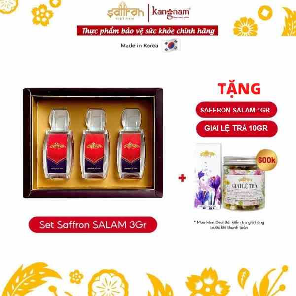 Set Cao Cấp Saffron Salam 3gr Hàng Nhập Khẩu Chính Hãng Iran Tặng Thêm 1gr Saffron Salam + 1 Giai Lệ Trà