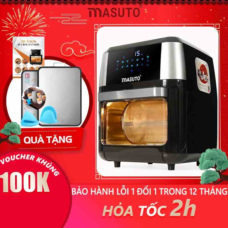 Nồi chiên không dầu Masuto Eatclean chế độ 10 món nấu tự động hạn chế 90% dầu mỡ chất béo TẶNG THỚT 2 MẶT