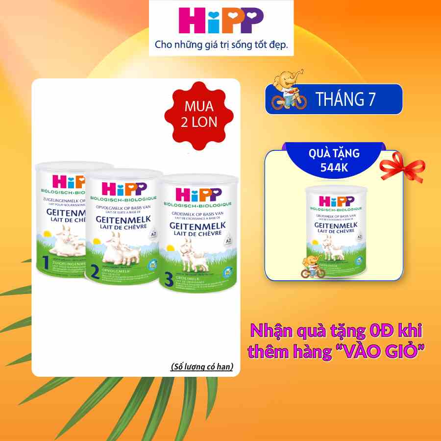 [XẢ HÀNG - T12.23] Sữa dê HiPP Organic 400g - Nhập khẩu Đức, giúp bé phát triển chiều cao, trí não, tăng cường hấp thu