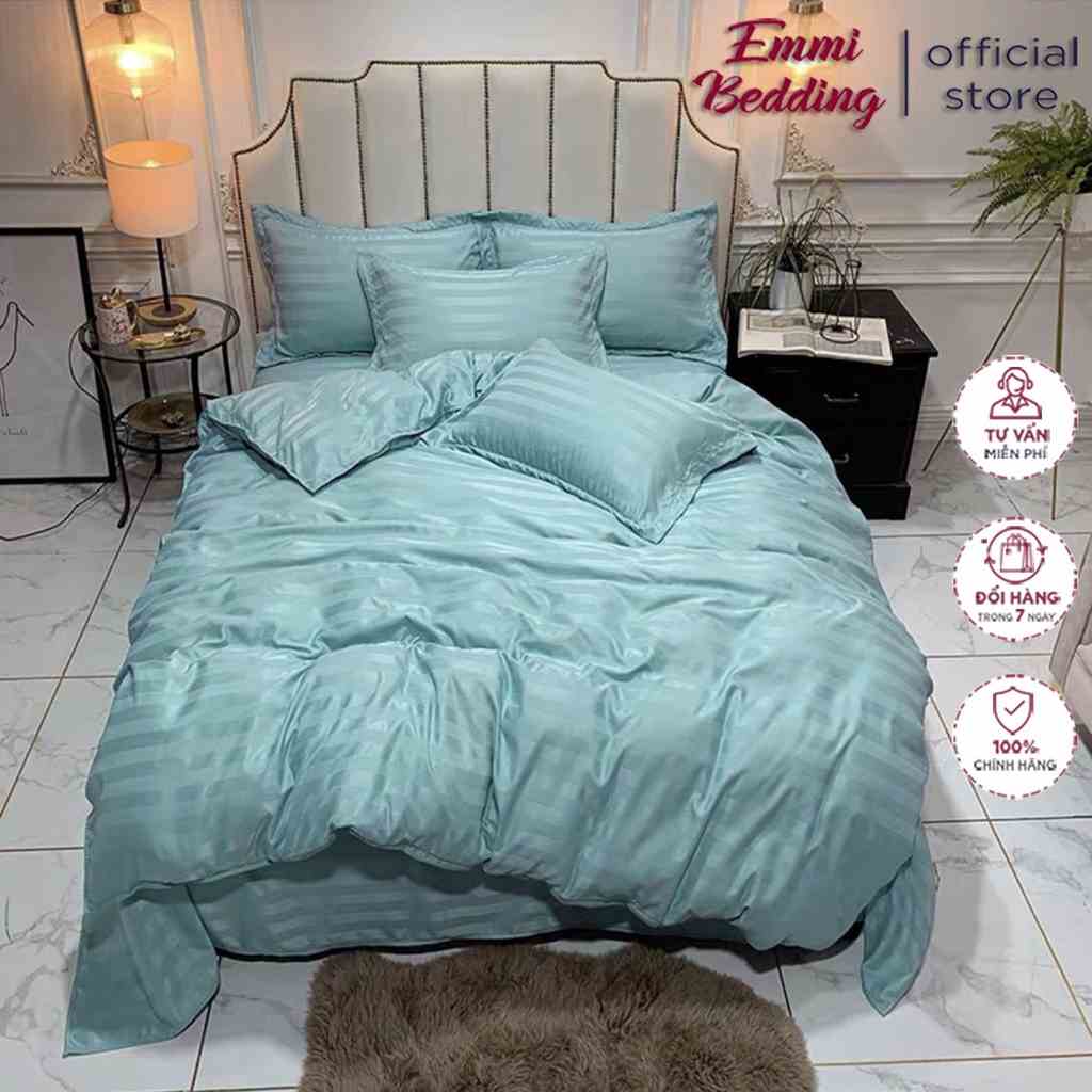 [Nhiều mẫu]Bộ Chăn Ga Gối Cotton Sọc 3F Cao Cấp Chuyên Dùng Cho Nhà Nghỉ Khách Sạn EmmiBedding