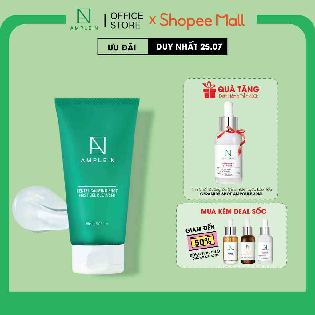 [Mã BMLTB200 giảm đến 100K đơn 499K] Gel Tẩy Trang Dịu Nhẹ AMPLE:N Centel Calming Shot First Gel Cleanser 150ml