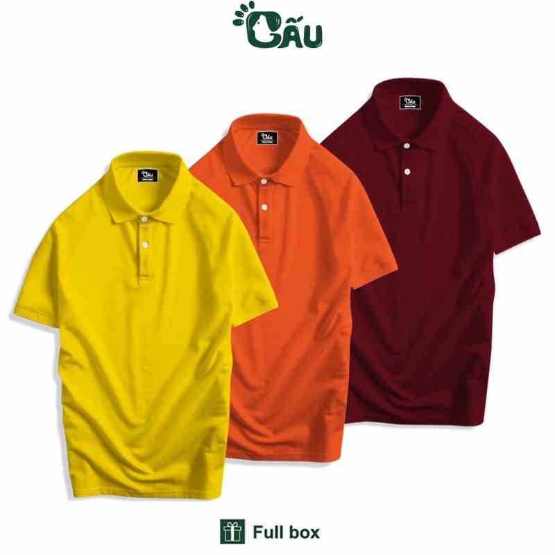 Áo thun Polo GẤU 194 Trơn Unisex vải cá sấu Poly co dãn 4 chiều dày dặn form gerular fit - Trơn PL 03