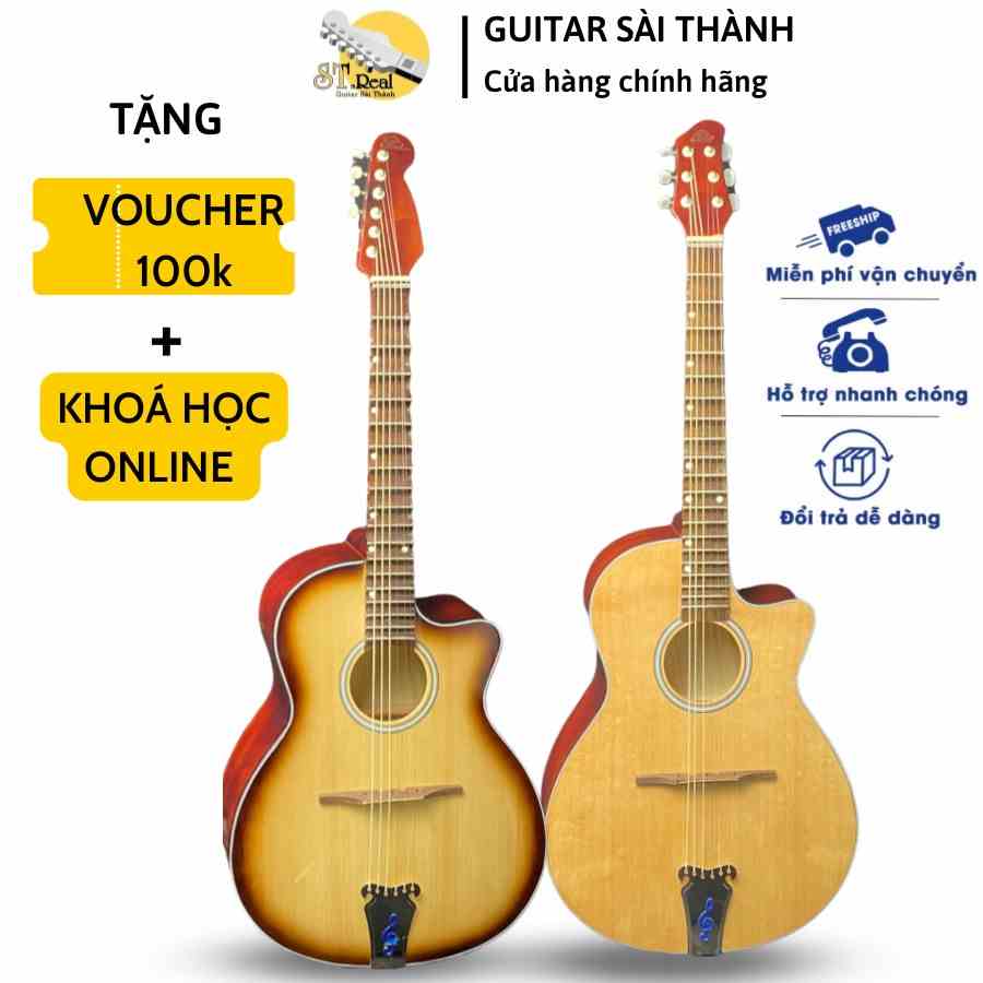 Đàn Guitar Vọng Cổ Phím Lõm Chính Hãng ST.Real Guitar Sài Thành Mã ST-VC70 Chất Liệu Gỗ Vân Sam