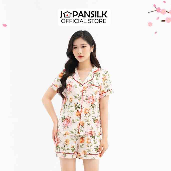 [Mã BMLTA35 giảm đến 35K đơn 99K] Pijama Lụa Nhật Cao Cấp JAPAN SILK Tay Ngắn Quần Cộc Họa Tiết Đóa Hoa BC064