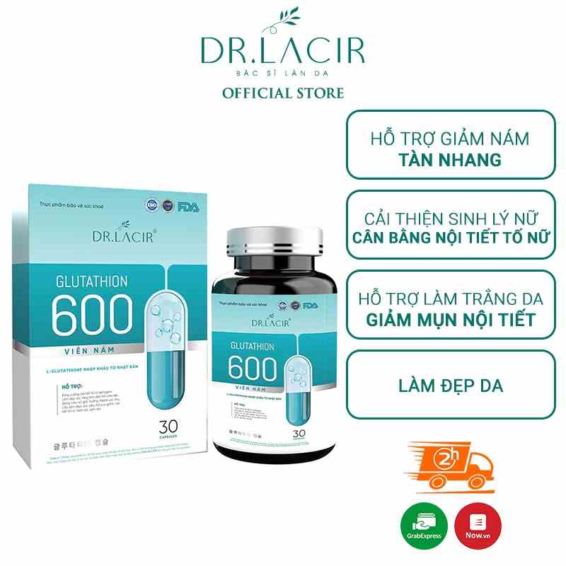 Combo 6 hộp viên uống trắng da ngừa nám DR.LACIR GLUTATHION 600 DR600