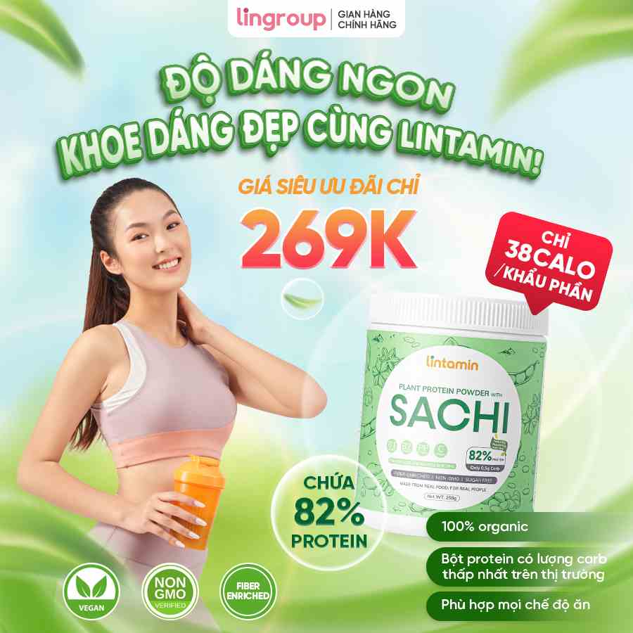 Bột protein thực vật Lintamin Sachi hỗ trợ giảm cân, cải thiện vóc dáng (Hộp 250g)