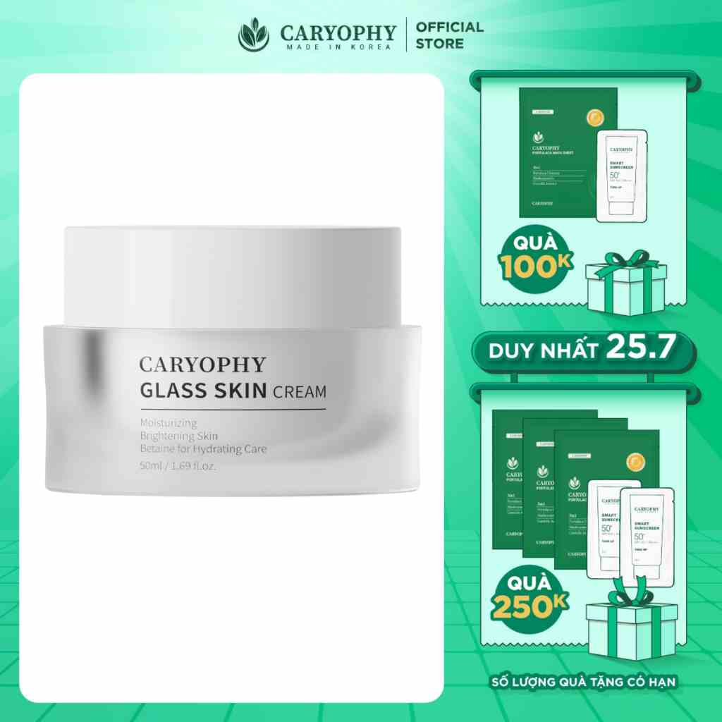 Kem dưỡng trắng cấp ẩm Caryophy Glass Skin Cream 50ml