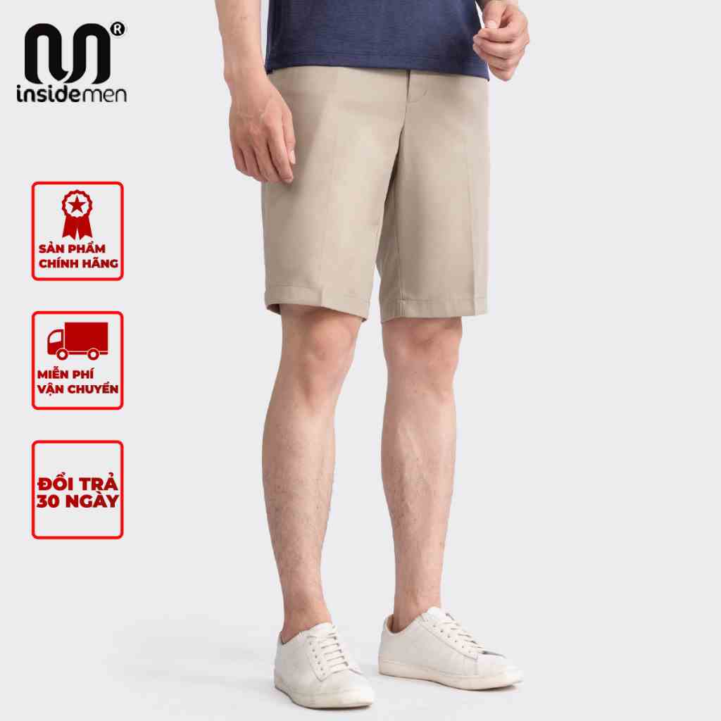 Quần short nam INSIDEMEN phom dáng regular fit suông nhẹ chất co giãn chống nhăn ISO007S3