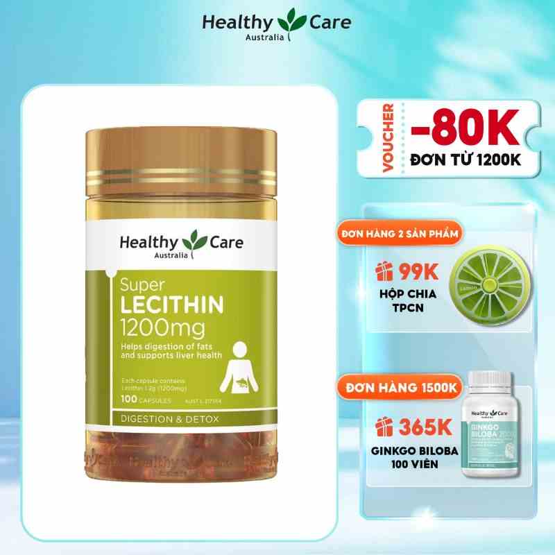 Mầm đậu nành điều hòa nội tiết Healthy Care Super Lecithin 100 viên