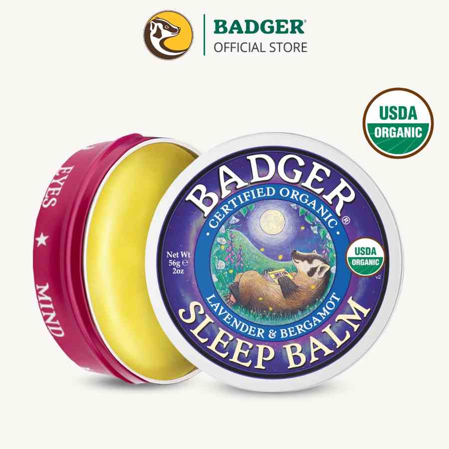 Sáp dầu hữu cơ giúp ngủ ngon BADGER Sleep Balm organic giúp dễ ngủ an toàn cho người lớn và trẻ em - 21g 56g