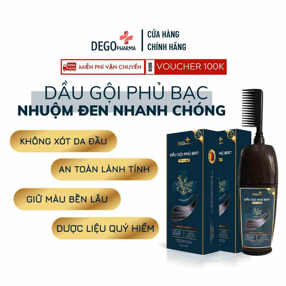 [Mã BMLT30 giảm đến 30K đơn 299K] Combo 2 Dầu Gội Phủ Bạc DEGO PHARMA 200ml - Nhuộm Đen Tóc Tại Nhà