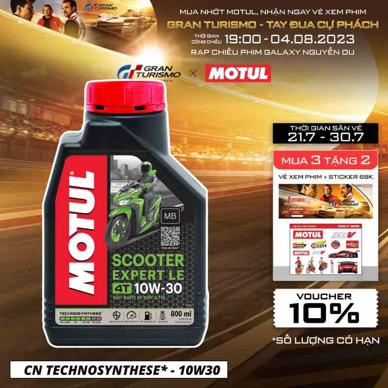 [Mã BMLTB35 giảm đến 35K đơn 99K] Dầu nhớt xe tay ga MOTUL SCOOTER EXPERT LE 4T 10W30 0.8L