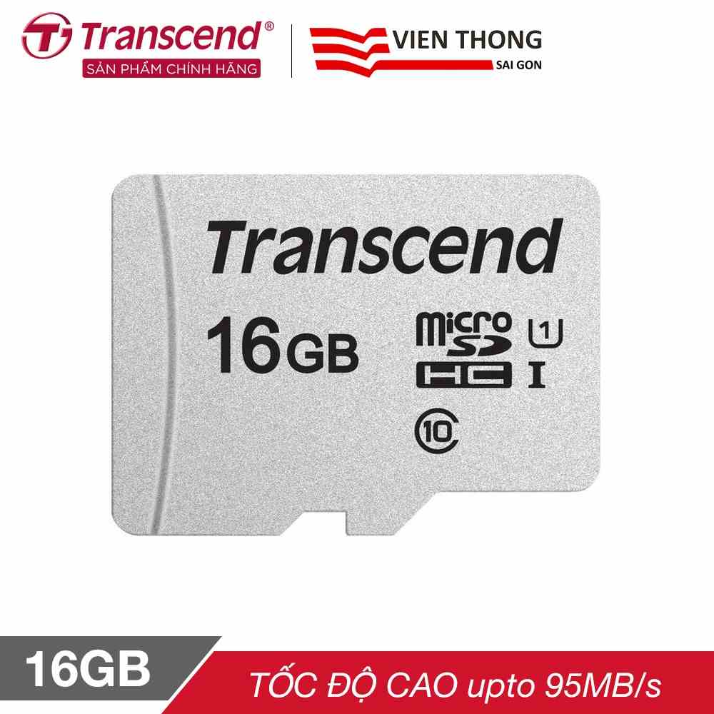 [Mã BMLTA35 giảm đến 35K đơn 99K] Thẻ nhớ microSDHC Transcend 16GB 300S tốc độ upto 95MB/s - Hãng phân phối chính thức