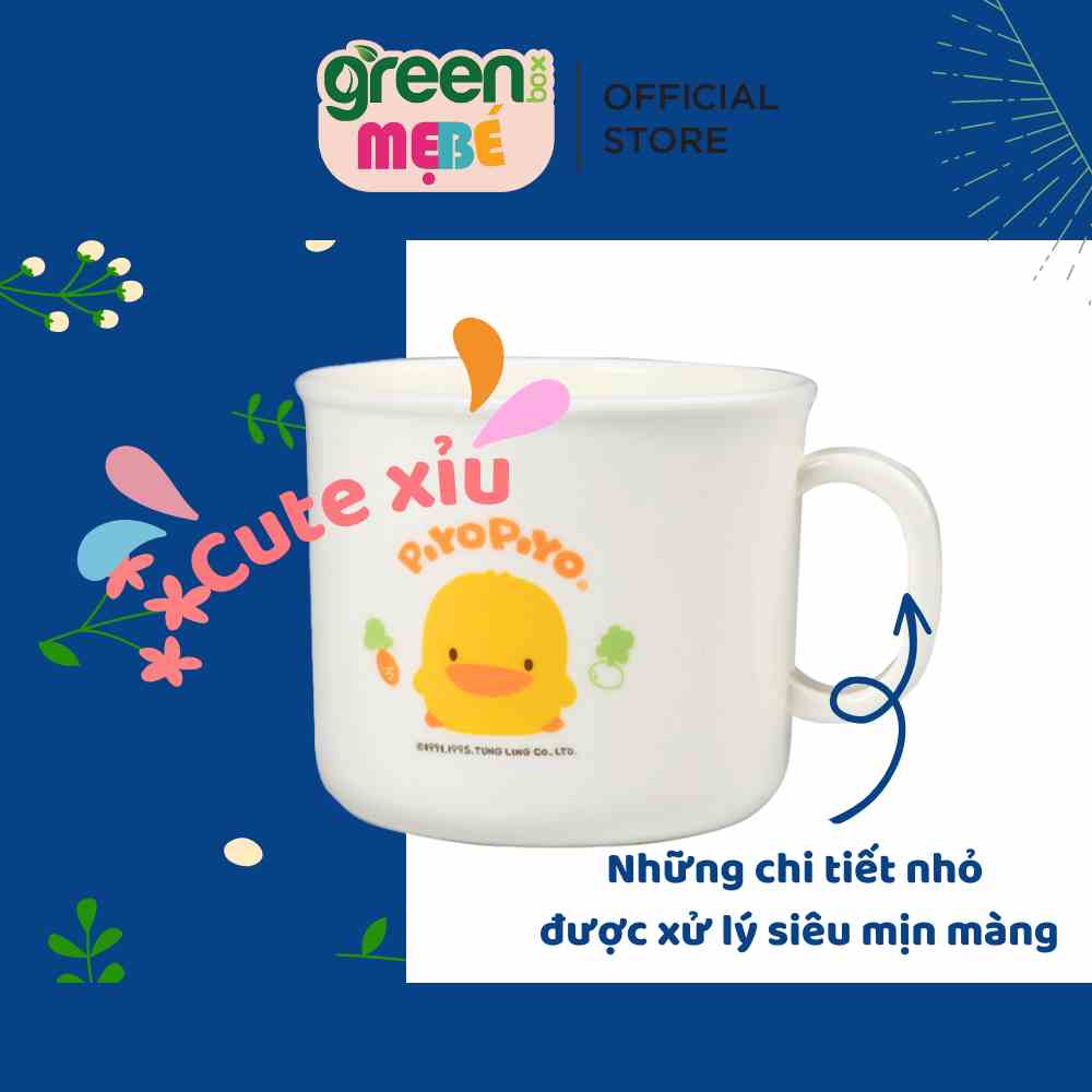 Ly tập uống 1 quai cầm cho bé Piyo Piyo, nhựa PP không chứa BPA, dùng được trong lò vi sóng