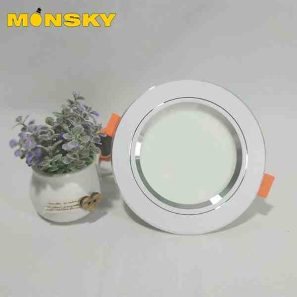 Đèn âm trần MONSKY Dowlight 7w phi 90 viền bạc vàng trang trí cao cấp