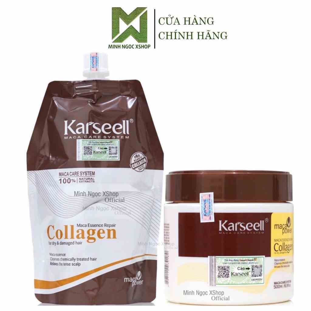 Kem ủ tóc phục hồi siêu mượt Collagen KARSEELL Maca 500ml, tóc đẹp chuẩn salon ngay tại nhà