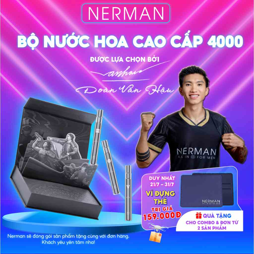 Bộ 3 chai nước hoa nam chính hãng Nerman 4000 - Hương thơm mạnh mẽ lôi cuốn, lưu hương tới 8h 10ml/chai